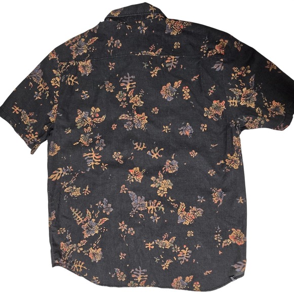 Vans Mens XXL Charcoal Gray Floral Tropical Button Down Shirt Resort Vacation - Picture 3 of 10